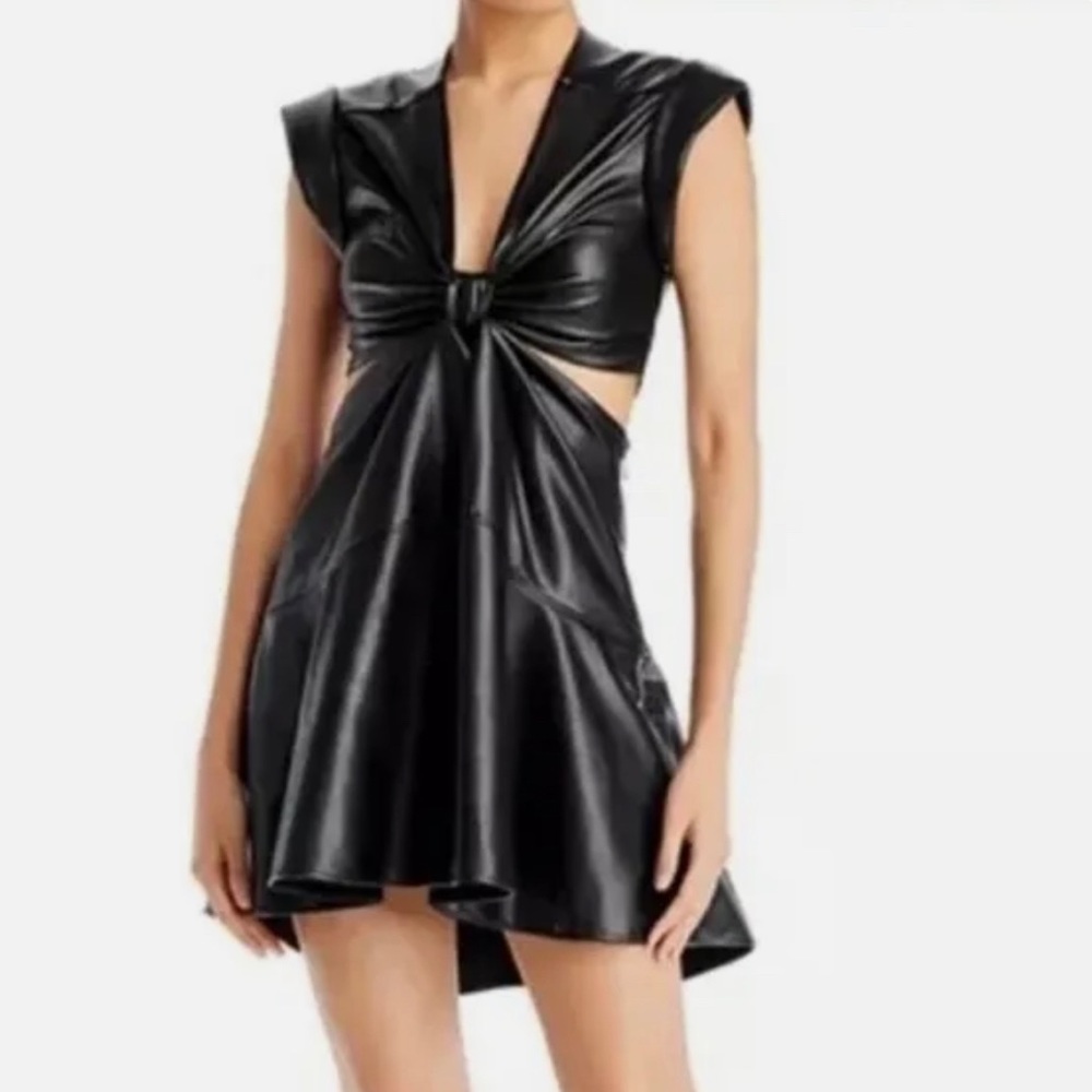 Jason Wu Black Faux Leather Cutout Dress Like New 6